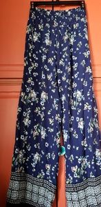 Blue Flower Print Palazzo Pant by Joe B